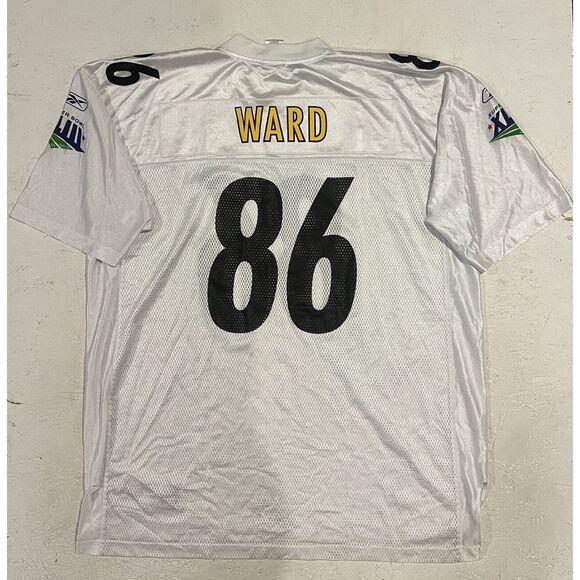 NFL Reebok Pittsburgh Steelers Ward 86 Jersey Size 2XL White Super Bowl XLIII - Picture 11 of 12